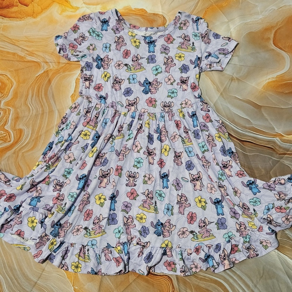 Disney Posh Peanut Lilo & Stitch Angel Bamboo Twirl Dress Girls Size 5-6T